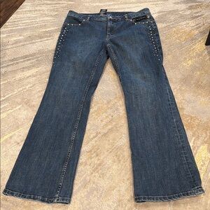 Harley Davidson JEAN BOHO HIPPIE RETRO EMBELLISHED BOOTCUT 12 EUC. (A)